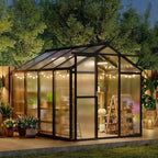 6x8 ft greenhouse, outdoor sliding door, polycarbonate greenhouse, view 9