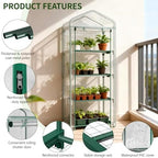 sunyrisy 4 tier indoor/outdoor greenhouse with grow lights showing dimensions