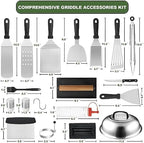 ewfen 35pcs griddle accessories kit, flat top grill shown in use