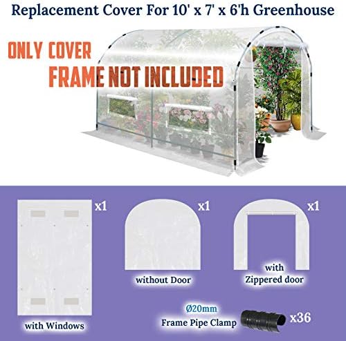 benefitusa greenhouse replacement cover half-transparent greenhouse cover (10'x7'x6') shown in use
