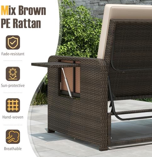 ldaily moccha outdoor daybed, wicker loveseat sofa set, side view