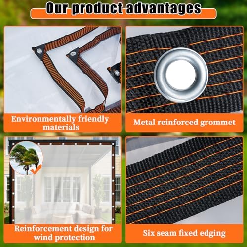 8 x 16 ft heavy duty clear waterproof, close-up detail