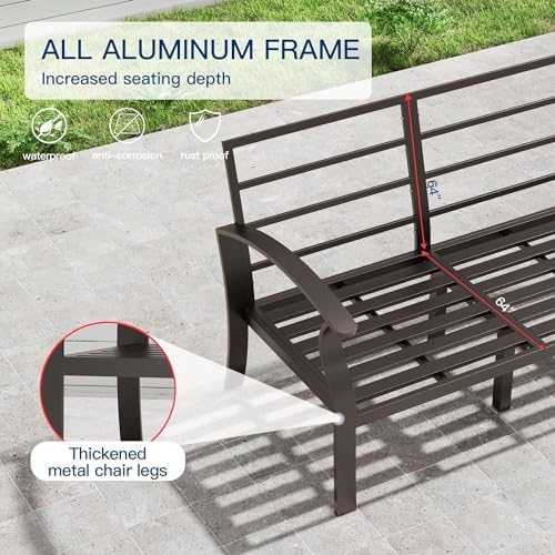 kullavik aluminum outdoor patio furniture set with 5.1'', side view