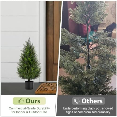 vivatrees 3ft artificial topiary cedar trees, uv-resistant faux, package contents