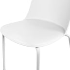 2xhome Modern Stackable Armless Dining Chair | Plastic Shell Seat with Metal Legs | Indoor or Outdoor Use | Home Kitchen Patio (1, White, No Padding)