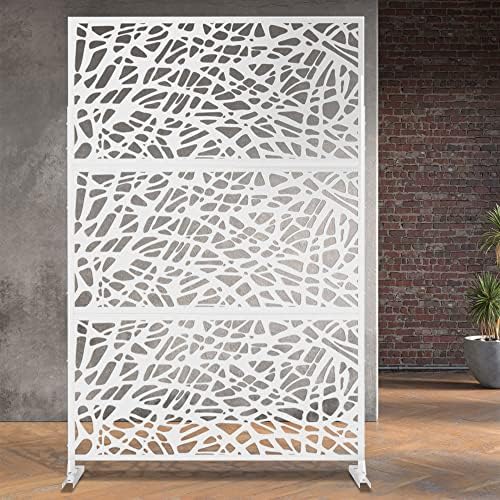 elevens free decorative privacy screen with stand, outdoor, front angle view