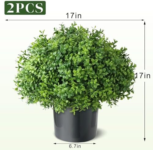 artificial boxwood topiary ball trees for front door showing dimensions