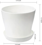 TDHDIKE 10 Pcs Plastic Planters Indoor Flower Plant Pots, Mini Flower Seedlings Nursery Pot/Planter/Flower Pot with Pallet, Modern Decorative Gardening Containers (White25)