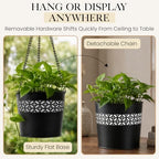 rtzen 2-pack garden planter pots with chain hangers, close-up detail