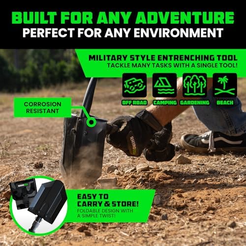 rhino usa survival shovel with pick - military, package contents