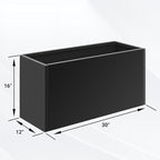Metal Planter Box 30” x 12” x 16”, Tall Planter Box with Removable Insert Shelf, Black Steel Planter Heavy Duty for Porch, Garden, Patio, Yard