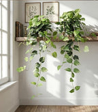 fake plants 2 pcs faux pothos plants potted, close-up detail