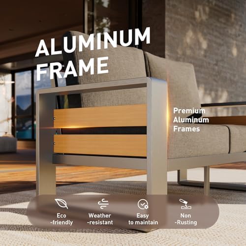 aoxun aluminum patio furniture set, 5 seats sectional, close-up detail