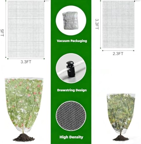 drawstring & zipper fruit tree netting cover, side view