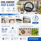misters for outside patio 63ft(19.2m)+21 brass mist nozzles+a shown in use