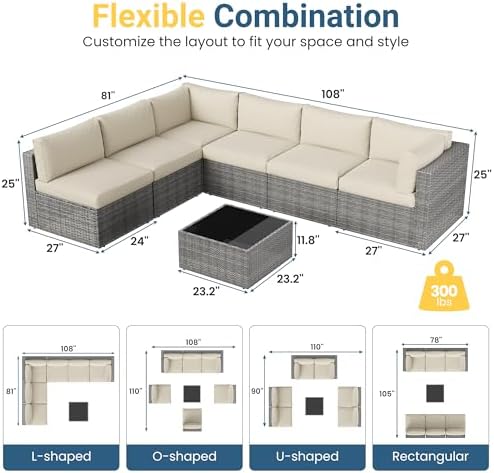 7 pieces outdoor patio furniture set - fit shown in use