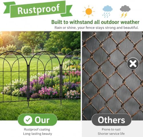 decorative garden fence,20ftx15.66 h,rustproof no dig fence, 19, side view