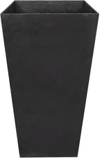 Tierra Verde 2-Pack Indoor & Outdoor Self-Watering Square Planters, Large, Sonata, Black - Planter Containers for Plants and Flowers - Gardening and Landscaping Accessories