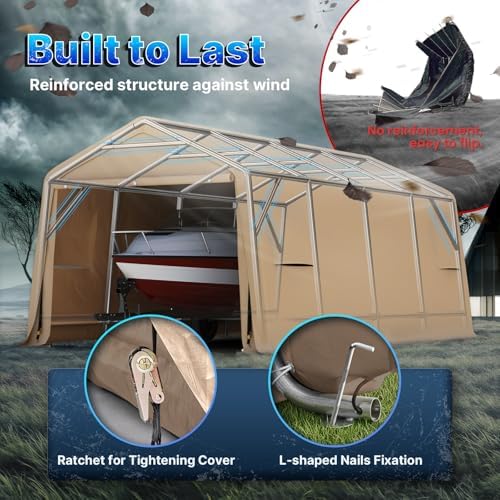 advance outdoor heavy duty 10x20 ft carport outdoor, side view