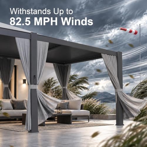 aoxun louvered pergola 12x20 all-aluminum, waterproof curtains and on a desk or shelf