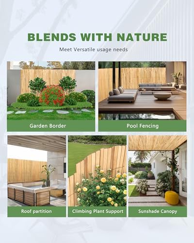 4ft x 13ft natural bamboo slat screening roll, front angle view