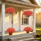 2 set artificial fake mums flowers plants with, view 9