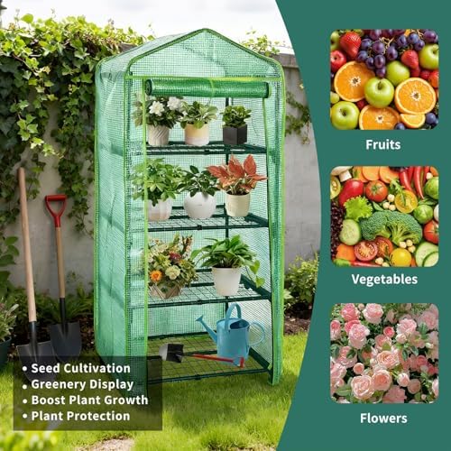 4 tier mini indoor greenhouse,27"x19"x62" greenhouse for indoors&greenhouses, package contents