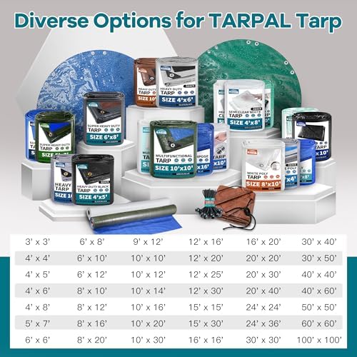 tarpal tarp 8x12 feet super heavy duty tarps, front angle view