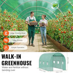 vevor walk-in tunnel greenhouse, 9.6x6.4x6.2 ft hoop house showing dimensions
