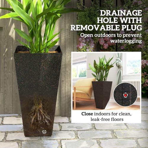outsunny 28 inch plastic tall planters for outdoor on a desk or shelf