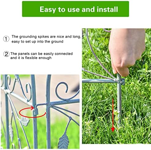 sungmor 25in x 8ft metal garden fence border, side view