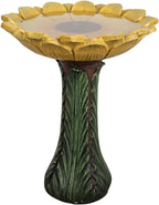 SKYFIRE 24.4” Tall Outdoor Concrete Bird Bath - Sunflower Birdbath Bowl with Green Leaf Pedestal for Garden, Patio, Lawn, Backyard,Outdoor Decor -20”Dia. X 24.4”H Garden Decor Statue Flower Birdbaths
