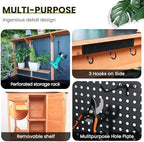 agitree outdoor garden potting bench, horticultural wooden workstation, side view