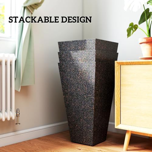 outsunny 28 inch plastic tall planters for outdoor, front angle view