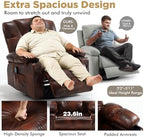 Oversized Swivel Rocking Recliner with Heat Massage Nursery Rocker | Overstuffed, Cup Holders, Nursery Glider, Rocking Reclining Lounge Chair, Swivel Heated Massaging Recliner, Faux Leather