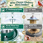 gbekery metal bird feeders for outdoors with 12”, side view