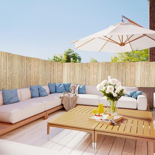 bamboo slat fence 4ft x 13ft, natural bamboo showing dimensions