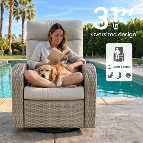 layinsun oversized wicker outdoor swivel glider recliner with, package contents