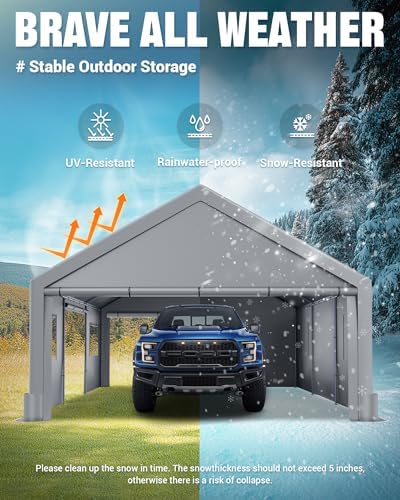 acepic upgraded 20x20 heavy duty carport, drive through, package contents