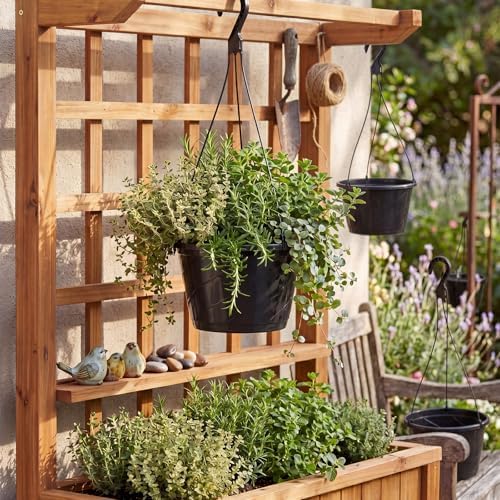 10 inch hanging planter with drainage insert, black, package contents