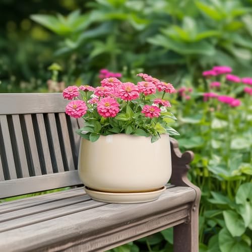 g epgardening ceramic planter, 7 inch plant pots, side view