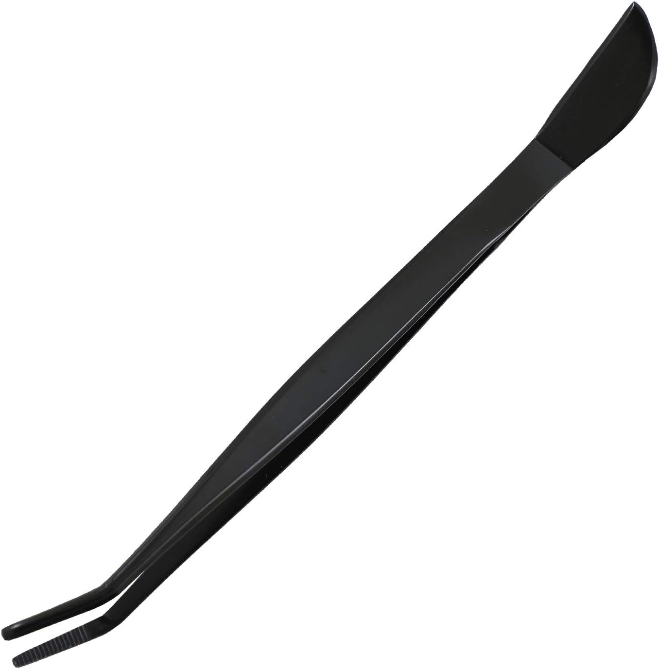 Wazakura Bonsai Curved Tip Tweezer with Spatula MADE IN JAPAN 8.6in(220mm) Stainless Steel Black Coated - Black