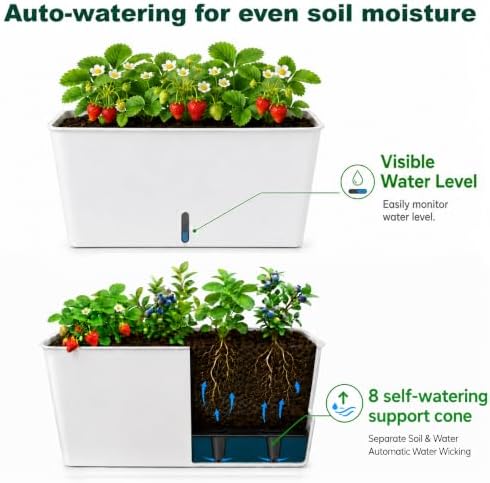 2-tier 27.8"h rolling raised garden bed with wheels, side view