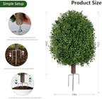 inspring 24” artificial boxwood topiary trees outdoor fake, close-up detail