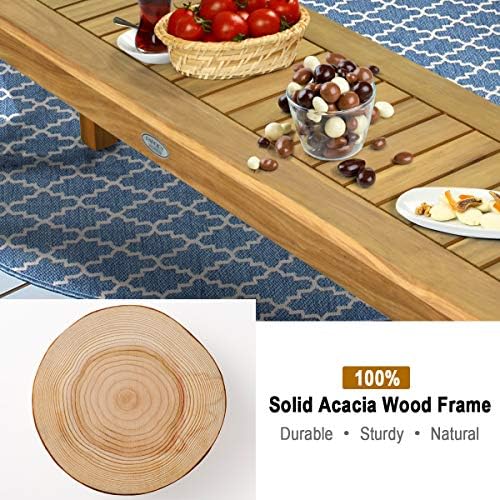 tangkula 52 inches acacia wood outdoor bench, wood on a desk or shelf