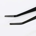 Wazakura Bonsai Curved Tip Tweezer with Spatula MADE IN JAPAN 8.6in(220mm) Stainless Steel Black Coated - Black