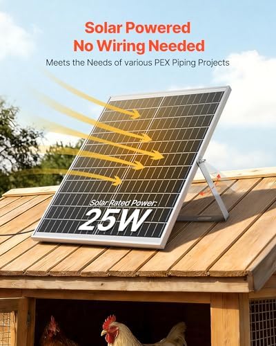 vevor solar powered fan, 25w solar panel with shown in use