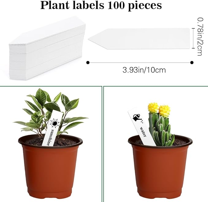Nursery Pots 100 PCS 6 Inch Plant Pots with 100 Labels, Planting Pot for Plants Indoor Outdoor, Plastic Flower Pot for Seedlings Transplanting Small Plants Growing
