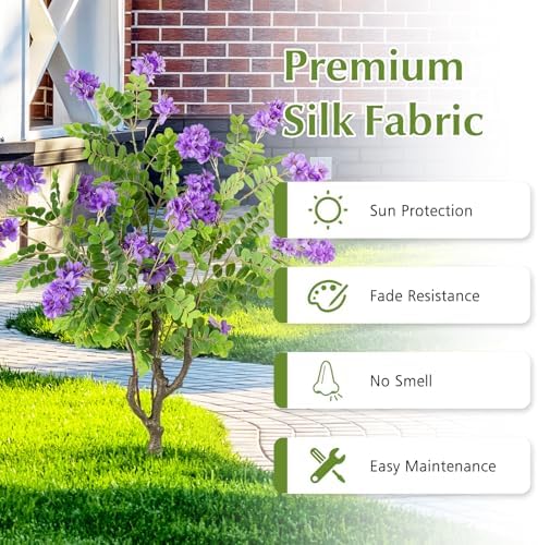 goplus 2 pack artificial locust flower trees, 39”, close-up detail