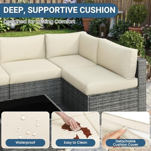 7 pieces outdoor patio furniture set - fit, side view